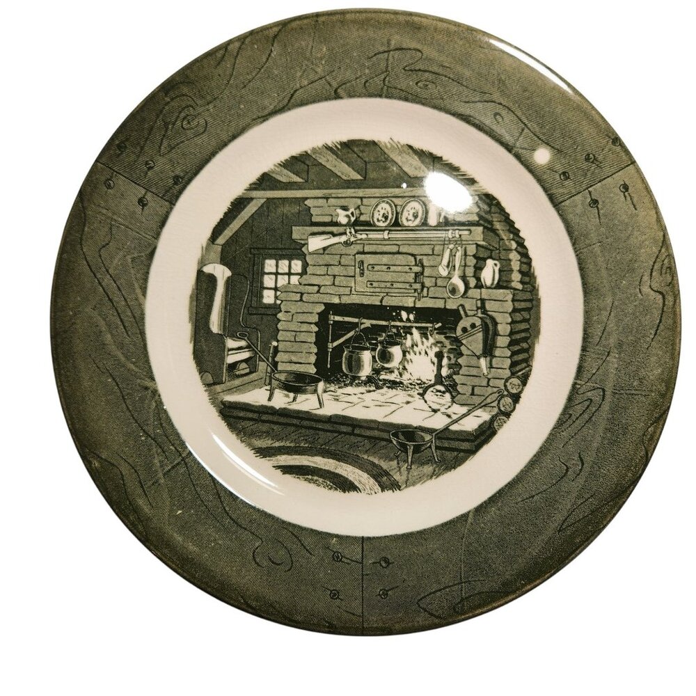 Colonial Homestead By Royal Dinner Plate With Fireplace Scene